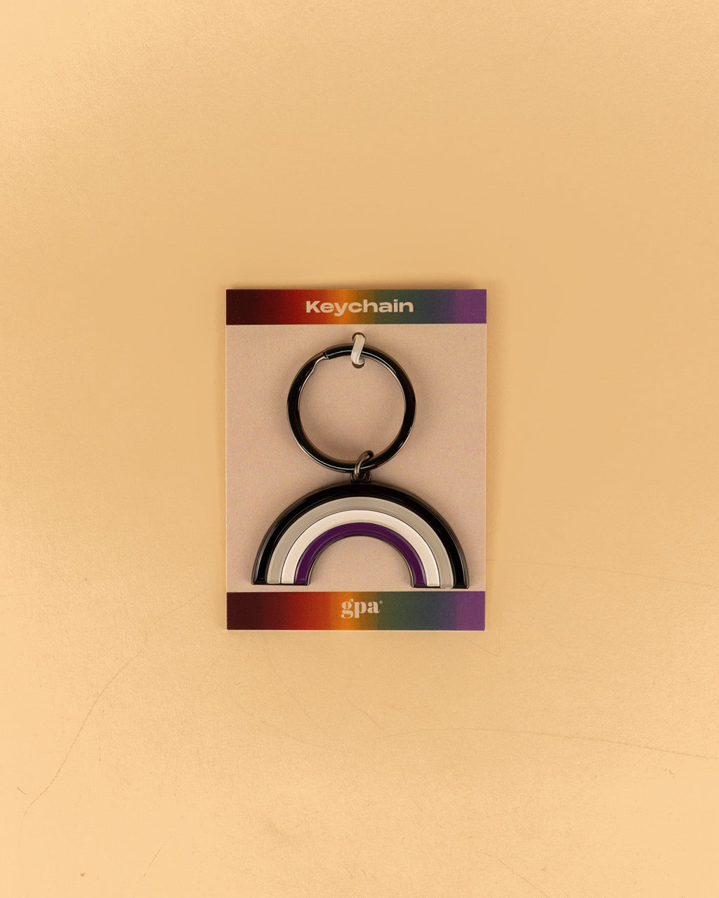 Asexual Rainbow Enamel Keychain