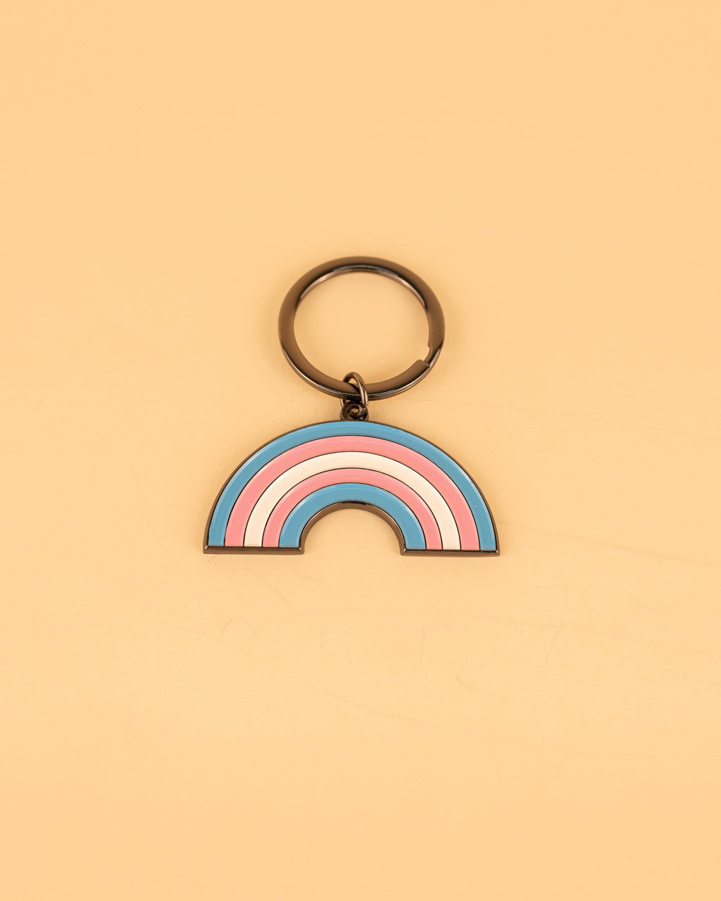 Trans Rainbow Enamel Keychain
