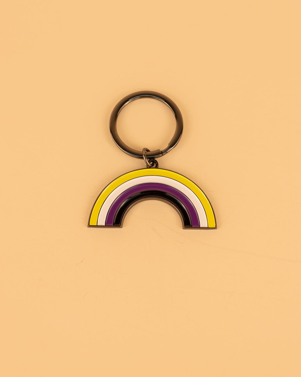 Non-Binary Rainbow Enamel Keychain